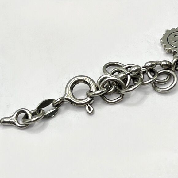 Sterling Silver Ankle Bracelet Sun Happy Face Charm Lavender Rivioli Anklet 925 - Picture 4 of 6